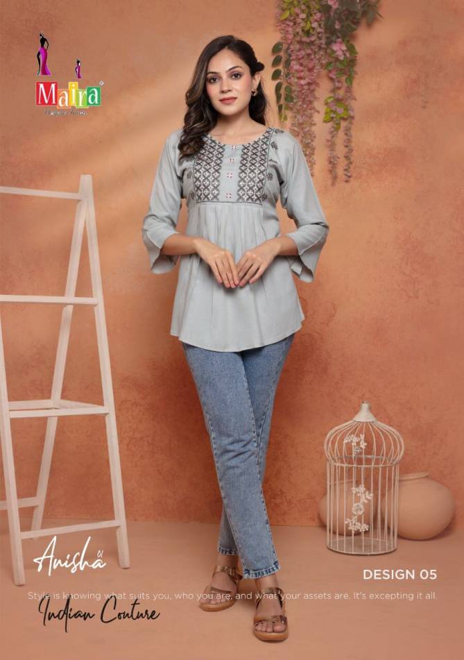 Maira Anisha 1 Rayon Latest Designer Fancy Wear Short Top Collection